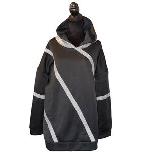 Women’s Plus Size Pull Over Hoodie Sweatshirt Glittery Silver Embellishments 5XL